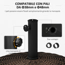 Base per Ombrellone Rotonda Ø52x41 cm 4 Ruote con Freni in Acciaio e Resina Bronzo e Nero   