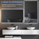 Specchio da Bagno 90x60 cm con Cornice a LED Argento