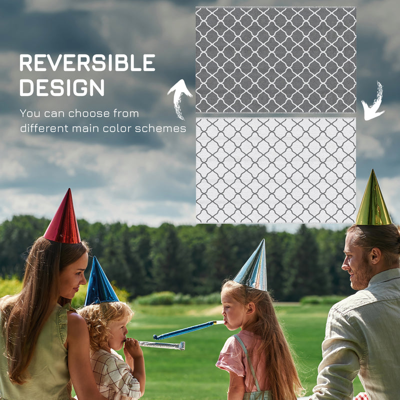 Tappeto per Esterno 182x274 cm Pieghevole e Reversibile  in Polipropilene Grigio e Bianco