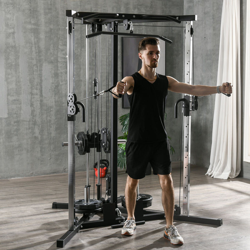 Stazione Fitness per Allenamento Totale 170x139x200 cm Power Tower in Acciaio Nero  