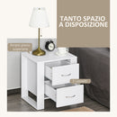 Comodino Moderno  con 2 Cassetti per Camera da Letto 48x39x54 cm in Legno Bianco