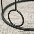 Set 2 Tavolini da Caffè Impilabili in Metallo e Vetro Temperato Neri