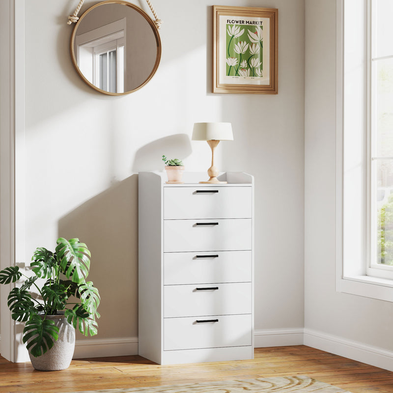 Cassettiera 5 Cassetti 60x40x114 cm in Legno Bianco  