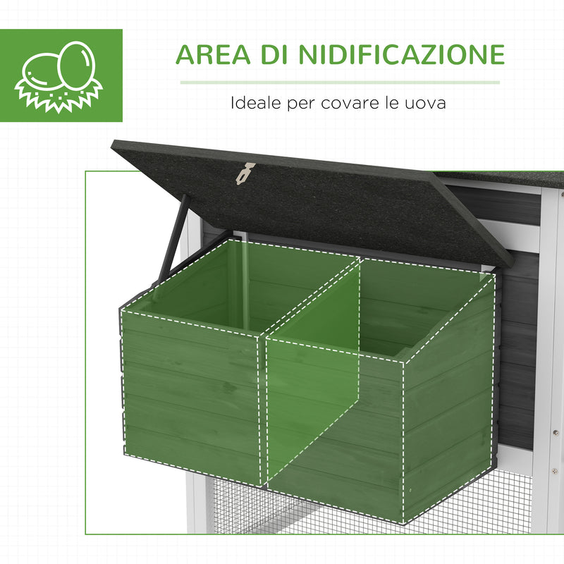 Pollaio Gabbia per Galline 178x95x100 cm in Legno con Tetto Impermeabile Grigio