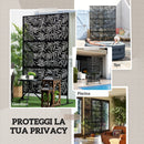Paravento Separè da Esterno 122x45x198 cm con Motivi a Salice e 2 Piedini in Acciaio Nero
