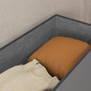 Panca Contenitore Pieghevole 84L 76x38x38 cm in Finta Pelle Grigio