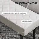 Panca Fondo Letto 100x35x45 cm in Finta Pelle Trapuntata e Gambe in Acciaio Grigio  