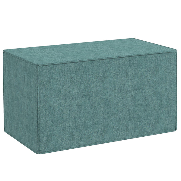 Pouf Poggiapiedi Rettangolare 75x41x41 cm Rivestimento Rimovibile in Tessuto Effetto Lino Verde acquista