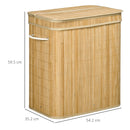 Cesto Portabiancheria da 90L Pieghevole con 2 Scomparti 54,2x35,2x59,5 cm in Bambù  