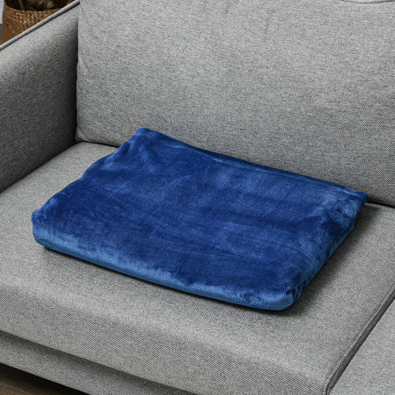 Coperta Reversibile 203x152x0,5 cm in Flanella 330 GSM Blu Scuro