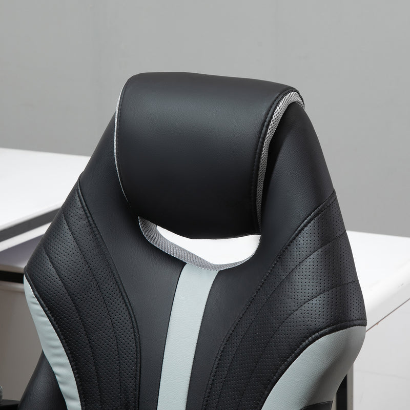 Sedia da Gaming Girevole Reclinabile 63x70x104-112 cm in Similpelle Nero e Grigio