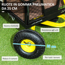 Carrello da Giardino 104x54x51 cm Capacità 200 kg con Pareti Laterali Rimovibili in Acciaio Nero e Giallo 