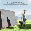 Tenda da Campeggio Impermeabile e UPF 30+ 430x305x195 cm per 4-6 Persone con 2 Stanze Grigio 