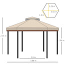 Gazebo da Giardino 4x4m con Tende in Acciaio e Poliestere Marrone