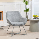 Sedia Moderna con Braccioli e Schienale Imbottiti 63x69x75 cm in Tessuto Effetto Lino Grigio  