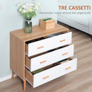 Cassettiera 3 Cassetti 80x39x80 cm Bianco e color Legno   