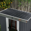 Casetta da Giardino Porta Attrezzi con 4 Finestre e 2 Ganci 195x122x181,5 cm in Acciaio Zincato Grigio