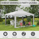 Gazebo da Giardino  Pieghevole con Zanzariera e 2 Ingressi 4x3m in Metallo e PE Bianco e Nero