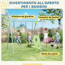 Gioco per Bambini 3 in 1 238x180x182 cm con 2 Altalene Canestro e Porta da Calcio Verde e Grigio   
