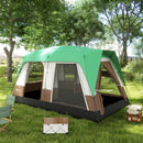 Tenda da Campeggio 4 Posti a Tunnel Impermeabile con Finestre a Rete 490x305x225 cm in Poliestere Verde