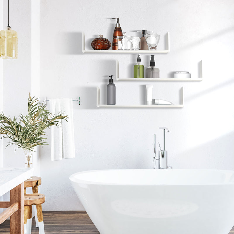 Set 3 Mensole da Parete 80x18x18 cm in MDF Bianco  