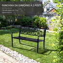 Panchina da Giardino 2 Posti con Schienale Decorato 127x60x89 cm in Ghisa e Metallo Nero