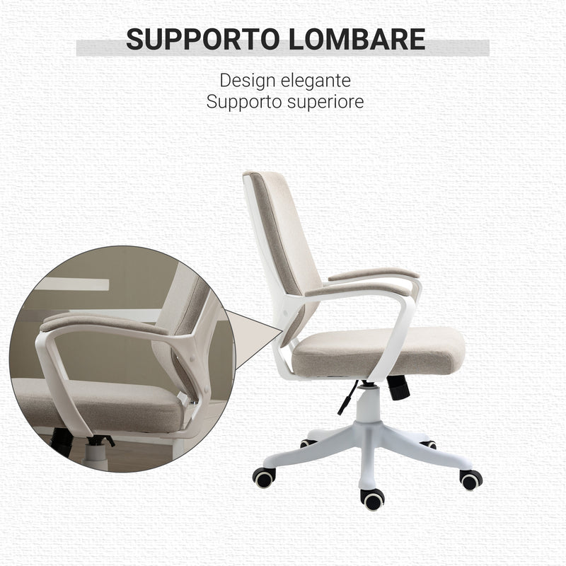 Sedia Operativa Ergonomica Regolabile Funzione Dondolo Beige e Bianco  