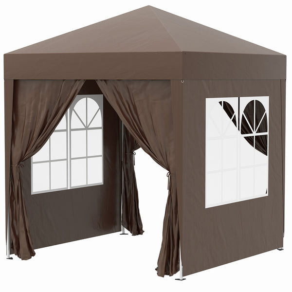 sconto Gazebo Pieghevole 2x2m in Metallo e Poliestere Marrone