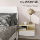 Set da 2 Comodini Sospesi con Cassetto e Ripiano Superiore 35x32x22,5 cm in Legno Bianco e Rovere
