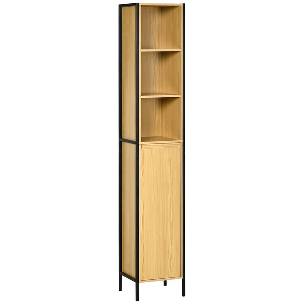 3-stöckiger Badezimmerschrank mit Handtuchturm 30 x 28 x 168 cm Spanplatte und schwarzer Stahl acquista