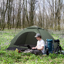 Tenda da Campeggio 2 Posti  206x152x110 cm con Porta a Cerniera Zanzariera e Finestre a Rete Verde