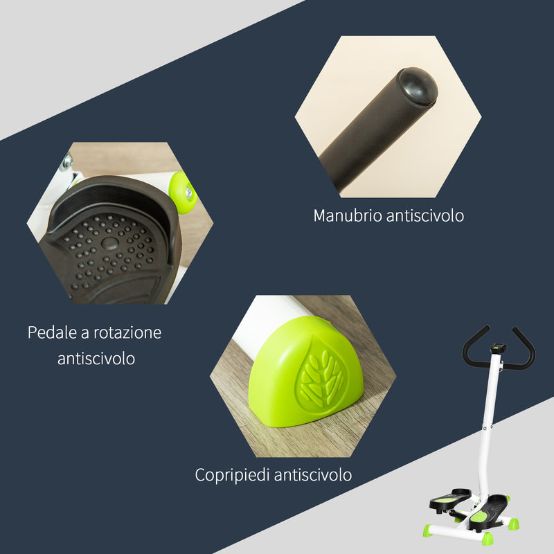 Stepper con Manubrio Monitor LCD 55x44x108 cm Bianco e Verde  