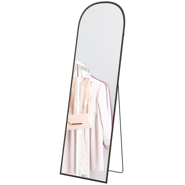 Specchio da Terra e Parete Moderno con Supporto Pieghevole 50x161,5 cm in Lega di Alluminio Nero online