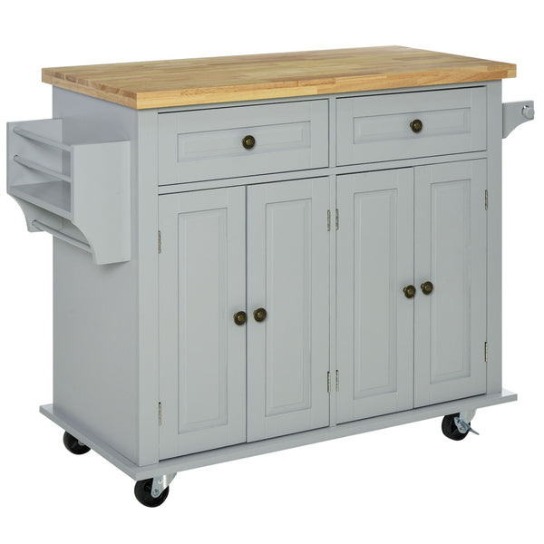 prezzo Carrello Isola da Cucina 2 Cassetti e 2 Armadietti Piano in Legno 111x44,5x82,5 cm Grigio