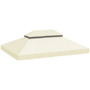 Copertura per Gazebo da Giardino 400x 300 cm a 2 Livelli in Tessuto Oxford 600D con Fori di Drenaggio Bianco Crema   