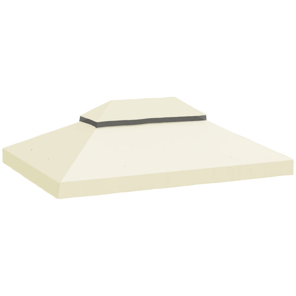 Copertura per Gazebo da Giardino 400x 300 cm a 2 Livelli in Tessuto Oxford 600D con Fori di Drenaggio Bianco Crema sconto