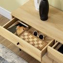 Mobiletto Basso 120x39,5x64 cm in Truciolato e Acciaio Naturale