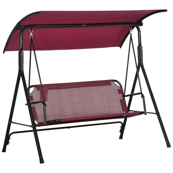 online Dondolo da Giardino 3 Posti 172x110x153 cm con Tetto Parasole Rosso e Nero