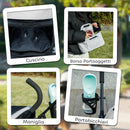 Passeggino per Cani 76x44x103 cm con 2 Finestre a Rete Nero e Grigio Chiaro   