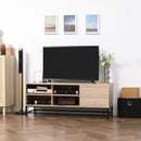 Mobile TV max 60" con 4 Ripiani e Armadietto a 2 Livelli 140x40x55,3 cm in MDF e  Acciaio