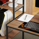 Scrivania per PC Reversibile 150x48x125cm con Supporto per Monitor e Scaffali Marrone   