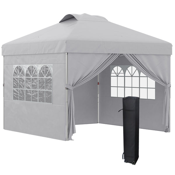 Gazebo da Giardino 297x297x284 cm con Altezza Regolabile su 3 Livelli e Finestre Grigio Chiaro acquista