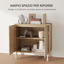 Madia Mobile Soggiorno Multiuso  78x40x77,5 cm Pannello a Doghe in Legno Rovere  