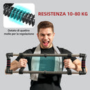 Power Twister Estensore per Pettorali a 4 Molle con Resistenza da 10 a 80 kg in Acciaio Inox Nero   