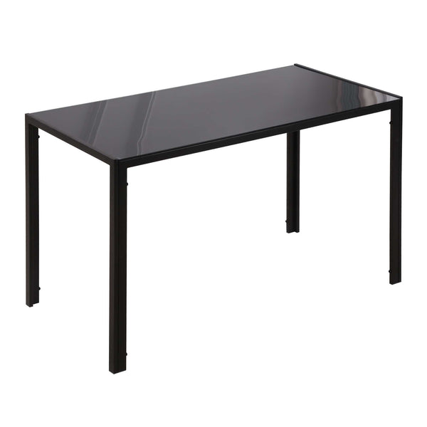Tavolo Rettangolare 120x60x75 cm in Metallo e Vetro Temperato Nero prezzo