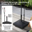 Base per Ombrellone Riempibile 60x60x100 cm con Maniglia e Ruote in HDPE Nero  