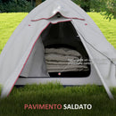 Tenda da Campeggio con Borsa da Trasporto 300x135x110 cm in Poliestere e Alluminio Grigio Chiaro