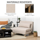 Poltrona Letto 3 in 1 con Schienale Reclinabile in 6 Posizioni 94x78x80 cm  Beige