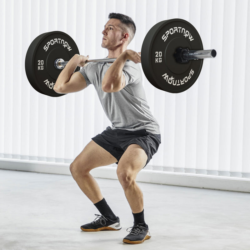 Set 2 Dischi Pesi da 20kg in Gomma con Foro da 2"/5 cm per Manubri e Bilancieri Nero    