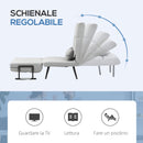 Poltrona Letto 3 in 1 Schienale Reclinabile in Finta Pelle Scamosciata Grigio Chiaro   